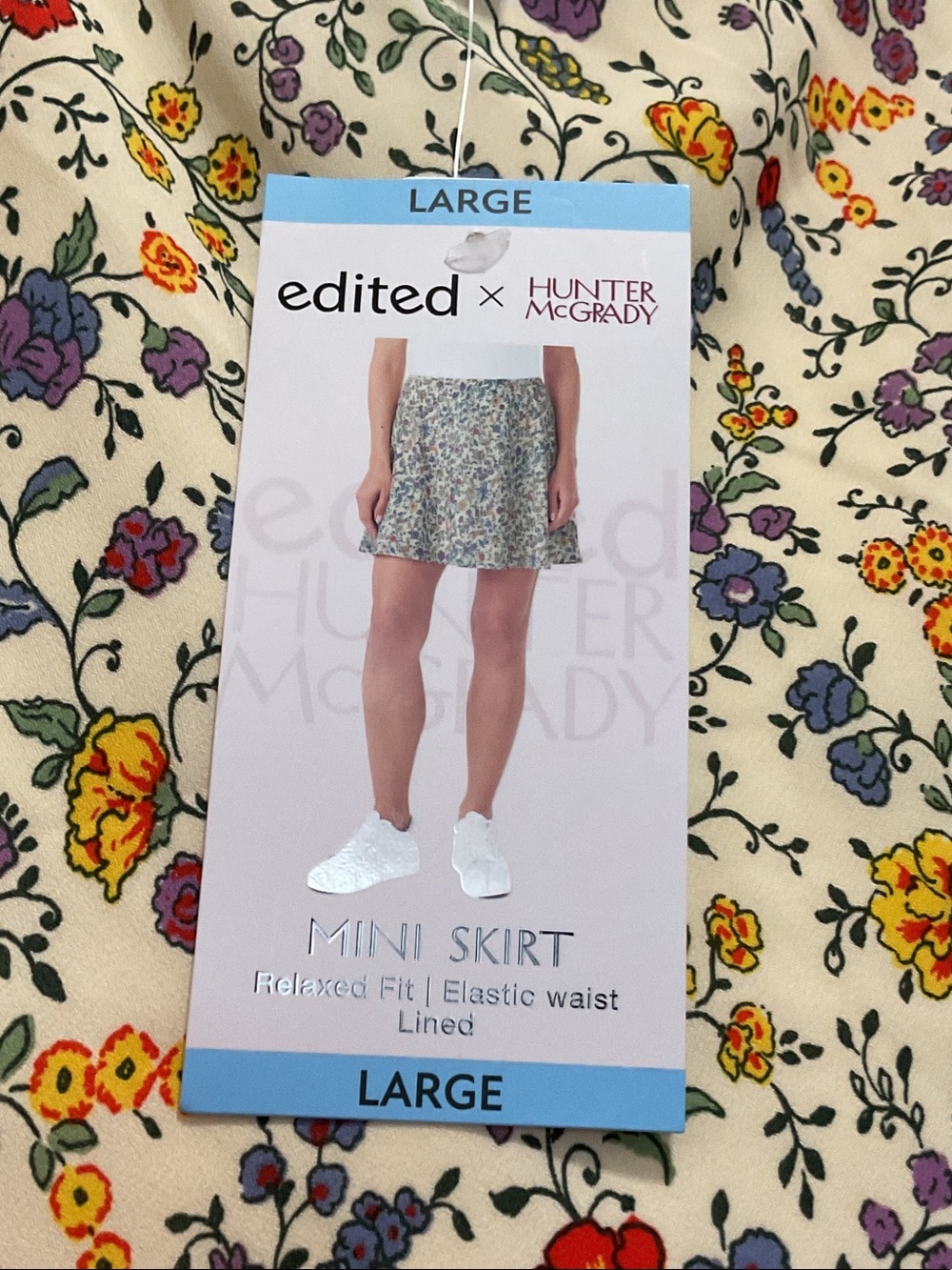 Edited Cream Mini Skirt with Purple, Yellow & Red Floral Print